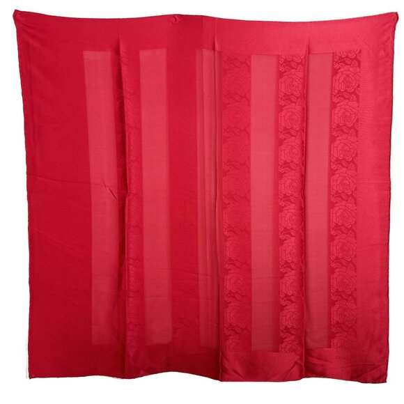 Chanel Red Silk Camellia Panel Scarf - Picture 1 of 3